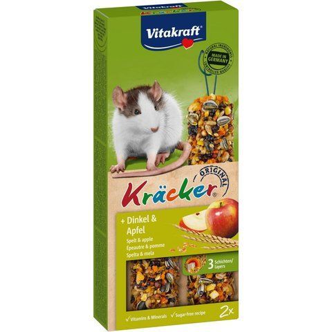 Ласощі Vitakraft Kracker Original Spelt and Apple крекер для декоративних гризунів і щурів із зерном та фруктами 2 шт/уп 25140 фото