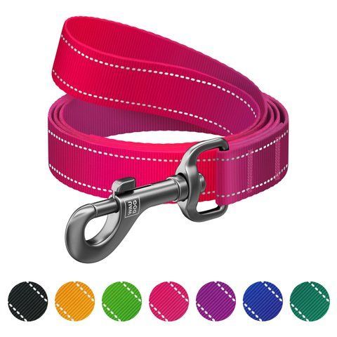 Повідець для собак нейлоновий WAUDOG Nylon Mono, світловідбивний, L-XXL, Ш 25 мм, Дов 300 см, рожевий 46457 фото