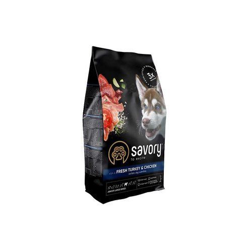 Корм сухий Savory Junior Large rich in Fresh Turkey and Chicken для молодих собак великих порід від 25 кг зі свіжою індичкою 30204 фото