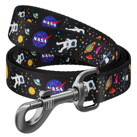 Повідець для собак нейлоновий WAUDOG Nylon, малюнок "NASA", Ш 20 мм, Дов 122 см 4914 фото