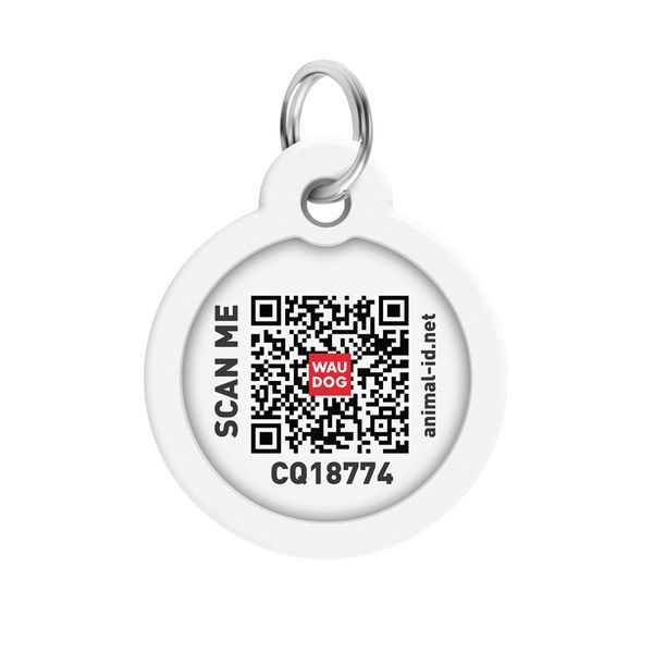 Адресник для собак і котів металевий WAUDOG Smart ID з QR паспортом, малюнок "Чудо-жінка 2", коло, Д 30 мм 230-1013 фото
