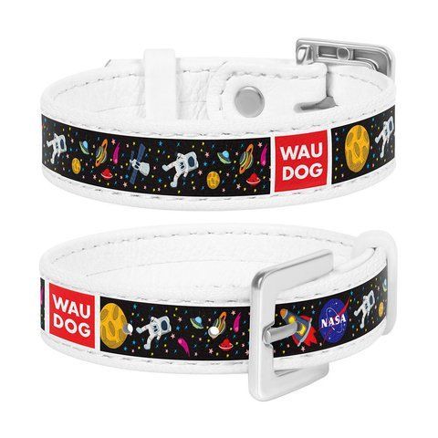 Браслет WAUDOG Design з малюнком "NASA", преміум шкіра, металева пряжка (ширина 15 мм, довжина 17-23 см) білий 0323-0047-15 фото