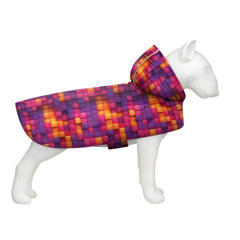 Дощовик-накидка з капюшоном для собак WAUDOG Clothes, малюнок "Куби 3Д", M, А 40-43 см, B 52-62 см, С 33-42 см 357-4057 фото
