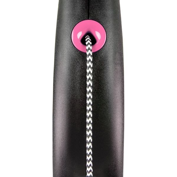 Повідець-рулетка Flexi для собак Black Design трос рожева розмір M 5 м/20 кг FL 033418 фото