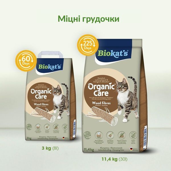 Наповнювач деревний Biokats для котячого туалету Organic Care 30л/11,4кг G-617510 фото