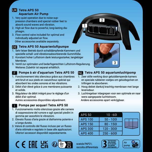 Компресор Tetra для акваріума APS 50 10/60 л 143128 фото