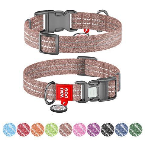 Нашийник WAUDOG Re-cotton з QR паспортом, відновлена бавовна, пластикова пряжка (ширина 15 мм, довжина 25-35 см) коричневий 02866 фото