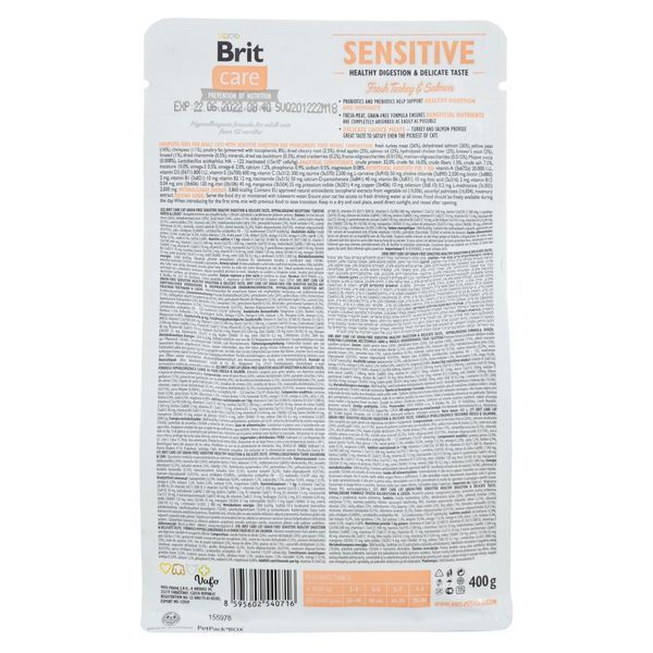 Корм сухий Brit Care Cat Grain Free Sensitive HDigestion Delicate Taste для котів з чутливим травленням індичка та лосось 40 171283/0716 фото