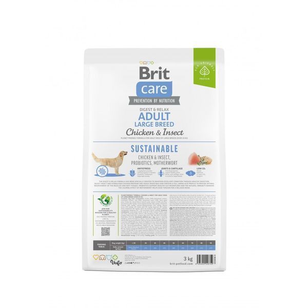 Корм сухий Brit Care Dog Sustainable Adult Large Breed для дорослих собак великих порід з куркою та комахами 3 кг 172182 фото