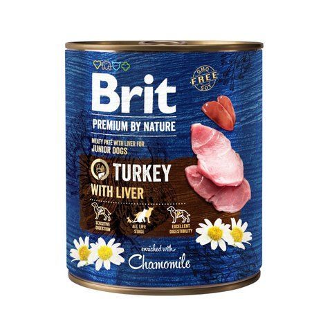 Корм вологий Brit Premium by Nature k консерви для собак з індичкою та індичою печінкою 800 г 100410/8577 фото
