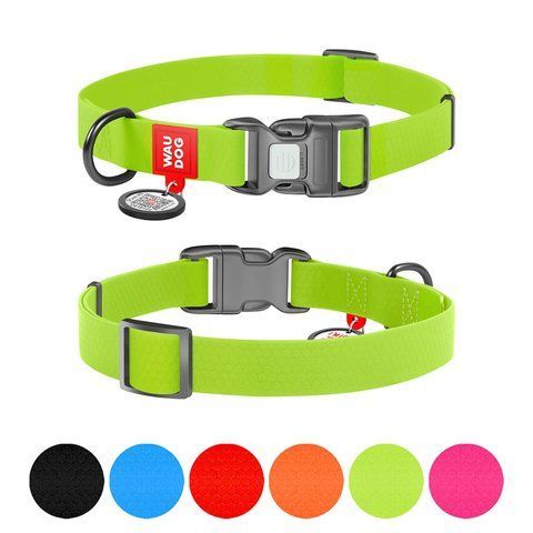 Нашийник для собак водостійкий WAUDOG Waterproof c QR паспортом, пластикова пряжка-фастекс, Ш 25 мм, Дов 34-49 см, салатовий 27725 фото